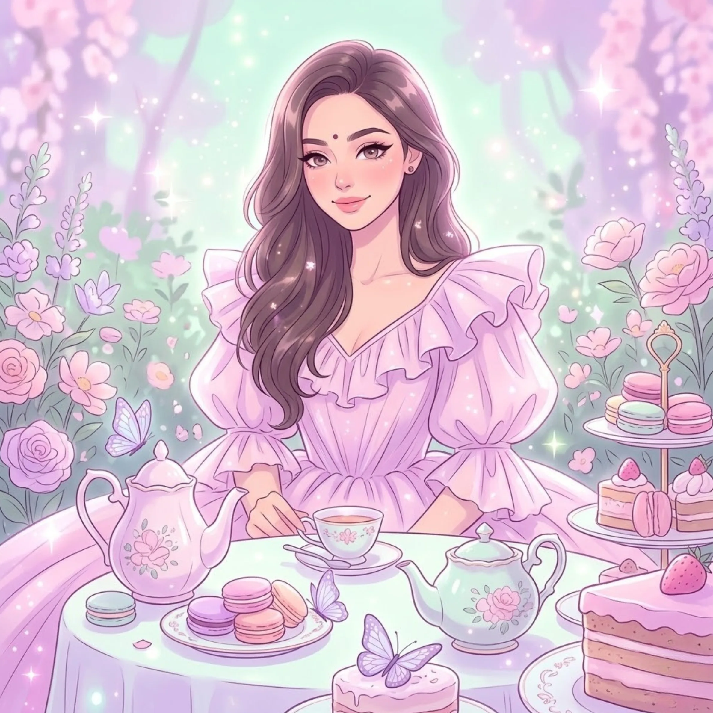 Magical Anime Tea Party AI prompt example